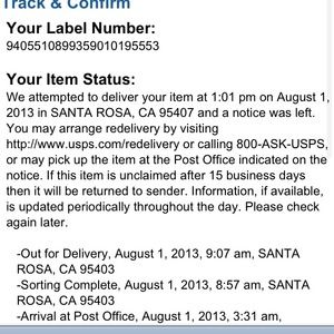 Attempted delivery.