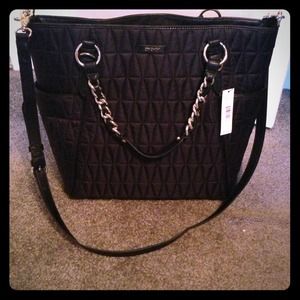 Black Dkny oversized quilted nylon tote