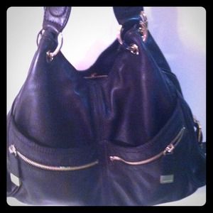 Michael Kors black leather shoulder bag