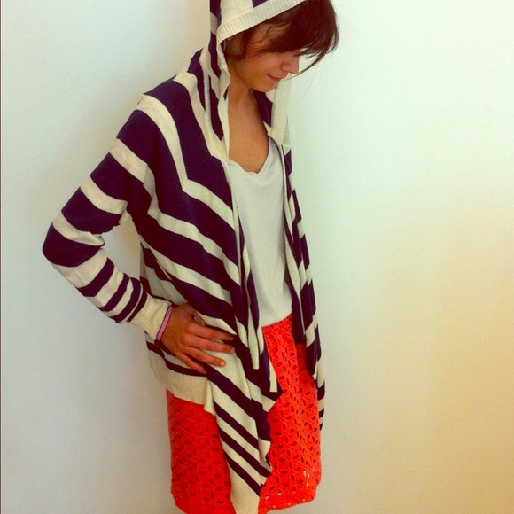 SOLD Forever 21 Navy Striped Hooded Sweater SOLD