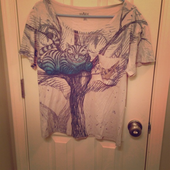 Cheshire Cat off the shoulder T-shirt size small