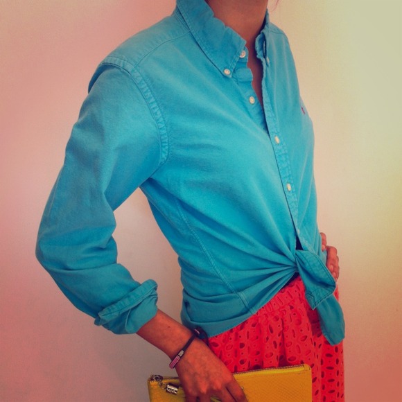 SOLD Turquoise Slim Fit Polo Button Down SOLD
