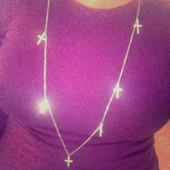 Rhinestone Cross Necklace in Gold