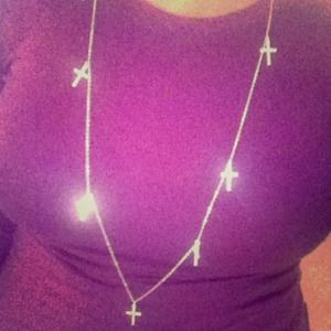 Rhinestone Cross Necklace in Gold