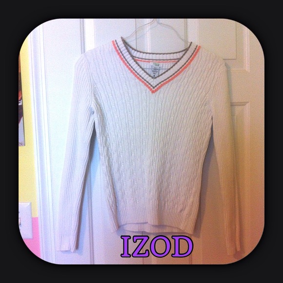 Izod white cable knit sweater - Picture 1 of 3