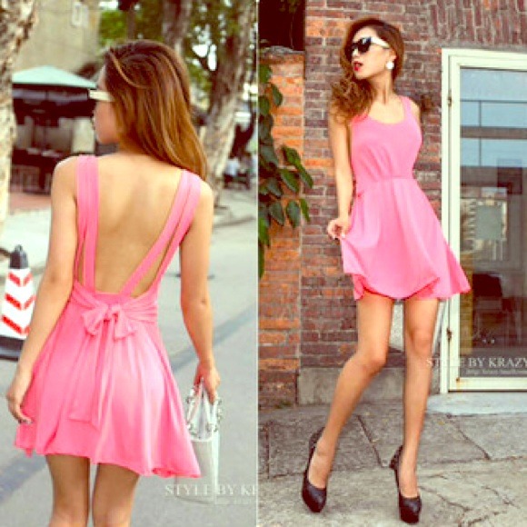Bright pink bow dress