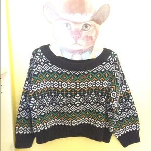 🚫SOLD🚫Cropped Double Knit Fair Isle Sweater