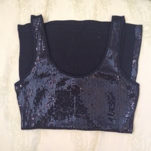 Black Sequined Express Top NWOT