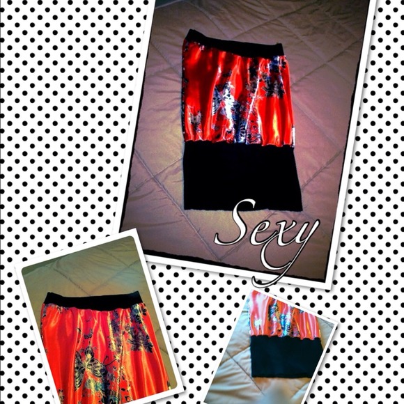 Red and Black Strapless Top