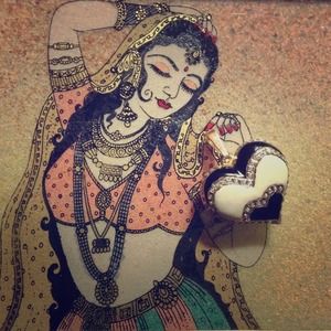 14k Gold Black & White Bubble Heart Pendant