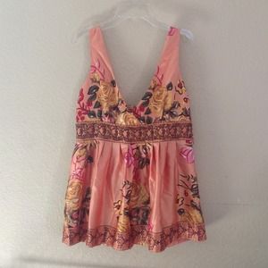 Peach floral baby doll shirt