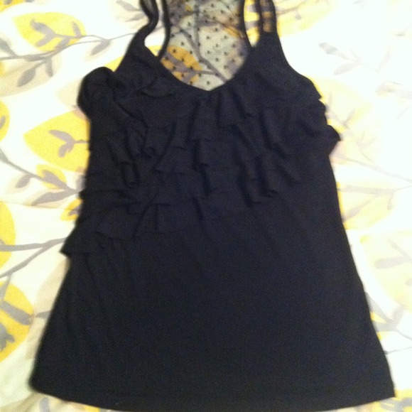 Racerback tank black with ruffles