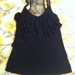 Racerback tank black with ruffles