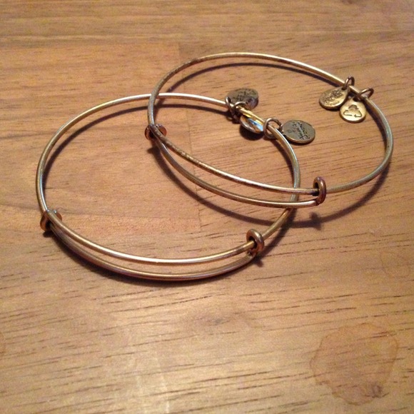Pair plain gold filler Alex and Ani bangles