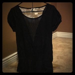 Sheer short sleeve with lace on back