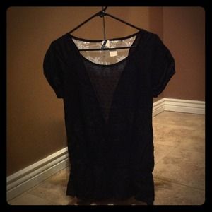 Black sheer shirt with lace back
