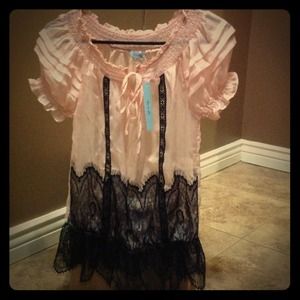Sheer peach and black shirt