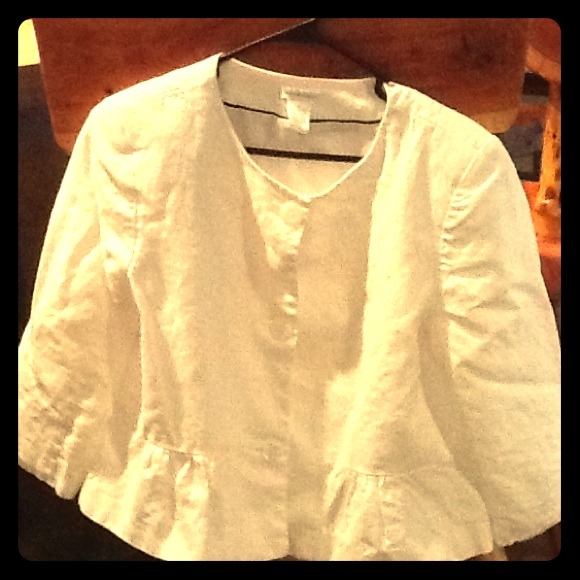 White peplum 3/4 sleeve jacket