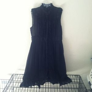 ❌SOLD❌Forever 21 black ruffle button up dress