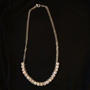 Jcrew brushed stainless cz necklace