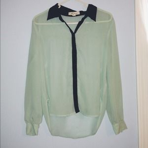 Button down top with Peter Pan collar