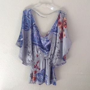 Floral butterfly silk blouse