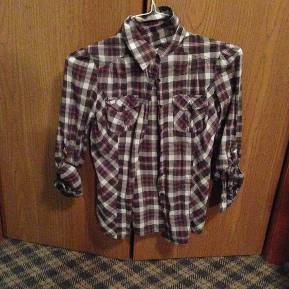 Mudd flannel 3/4 sleeve button down size S