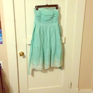 Teal strapless from Anthropology