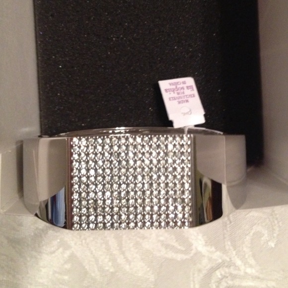 Silvertone cuff bracelet with crystal detail nwt
