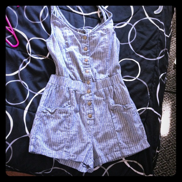 Vintage conducter stripe romper