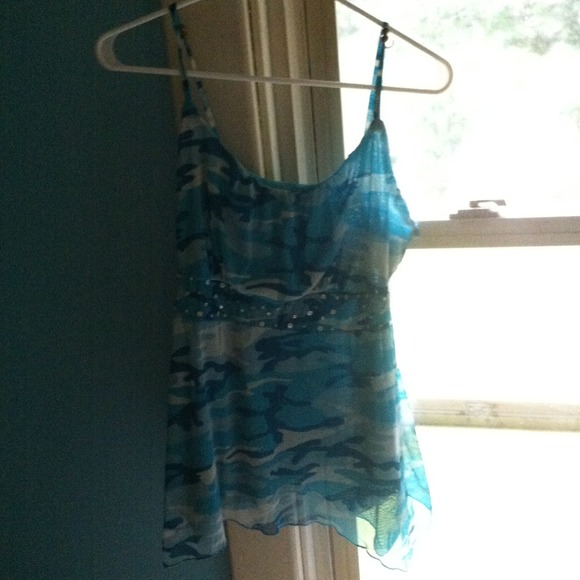 Cute Blue Camo Tank Top