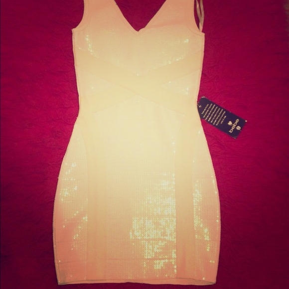 bebe white sparkle dress small