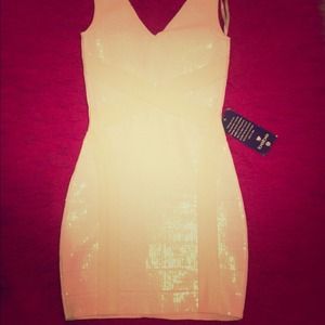 bebe white sparkle dress small
