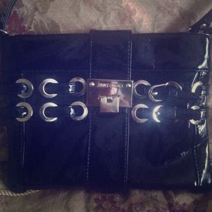 Small black Jimmy Choo handbag with zipper & strap