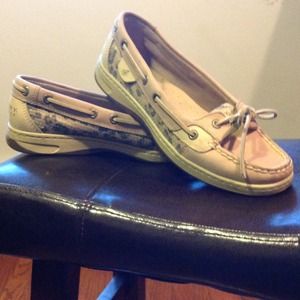 Leopard tan sperry top slider 7m