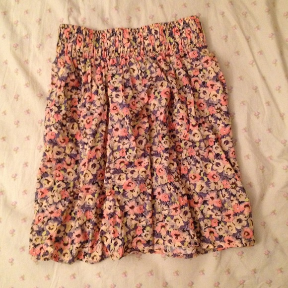 Pink/yellow/blue floral skirt