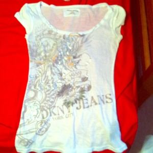 Sheer DKNY graphic tee