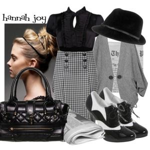 Unique pleated houndstooth pencil skirt w/buttons.