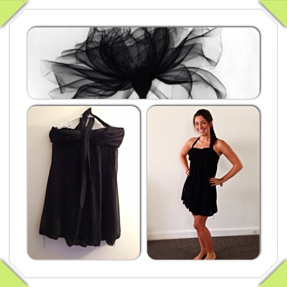 Delia's Black Chiffon Halter Dress