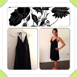 Black Silk Baby Doll Halter Dress