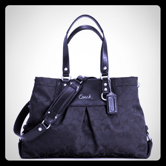 *SOLD* Coach Ashley Black Sateen Signature