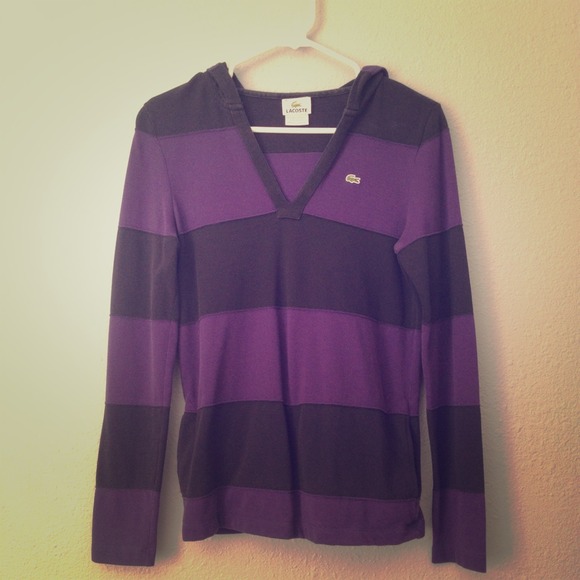 ❌❌SOLD❌❌Lacoste Black & Purple Striped Top Sz 38