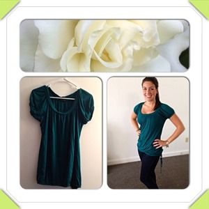 Teal Scoop Neck Dress Tee