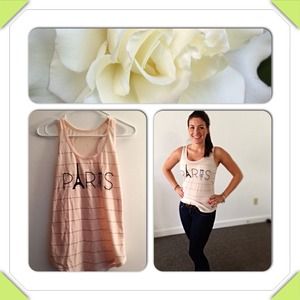 Pink Striped "Paris" Tank