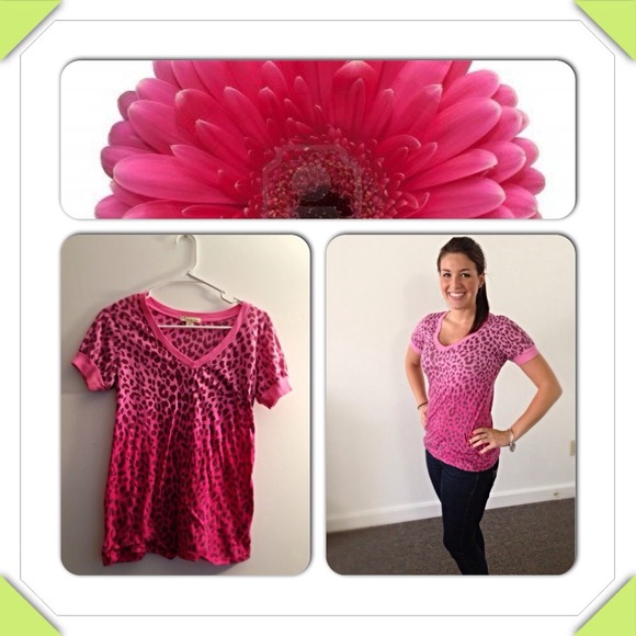 Pink Cheetah Print Short Sleeved Tee