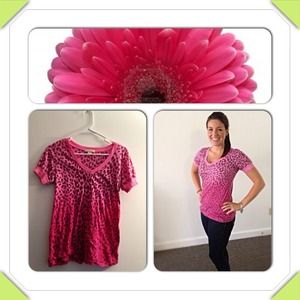 Pink Cheetah Print Short Sleeved Tee