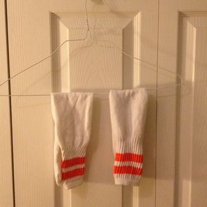 Neon orange striped tube socks
