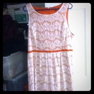 White and orange lace dress