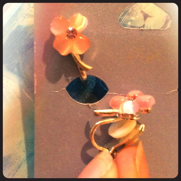 Pink flower earrings