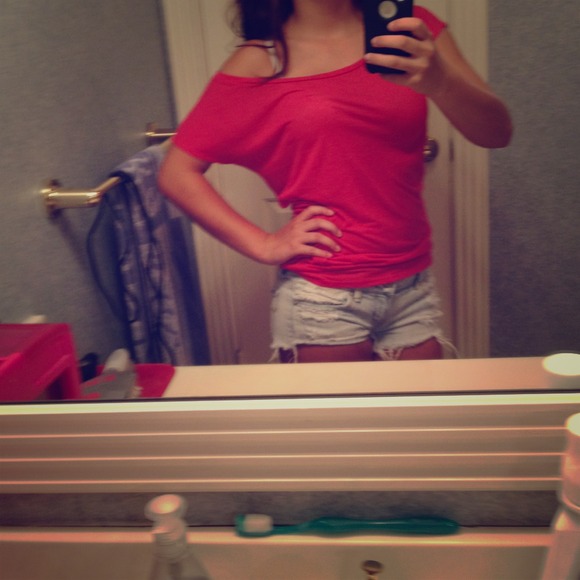 Pink off the shoulder top